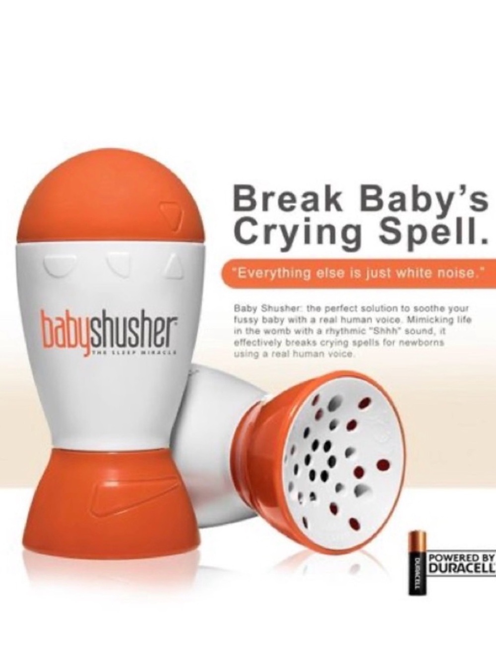 Never opened in the box! Baby Shusher Orange and White Infant Sleep Soother - Picture 2 of 4